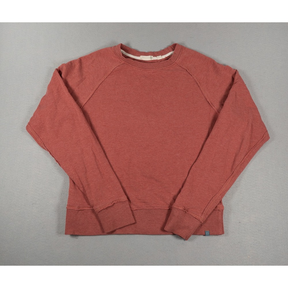 Tasc Womens Sweatshirt Small Raglan Sleeve Crew Neck Terracotta Red Bamboo Basic